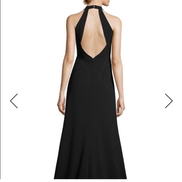 Aidan Mattox Scuba Crepe Cutout Open Back Gown in Black Size 6 - Picture 2 of 14